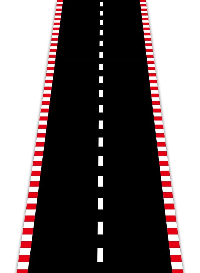 Remagr Racetrack Floor Running Black Racer Party Decoration Mat Road Table Runner Long Racetrack Tablecloth Drag for Party (Stripe Style,16 ft x 2 ft) - Image 1